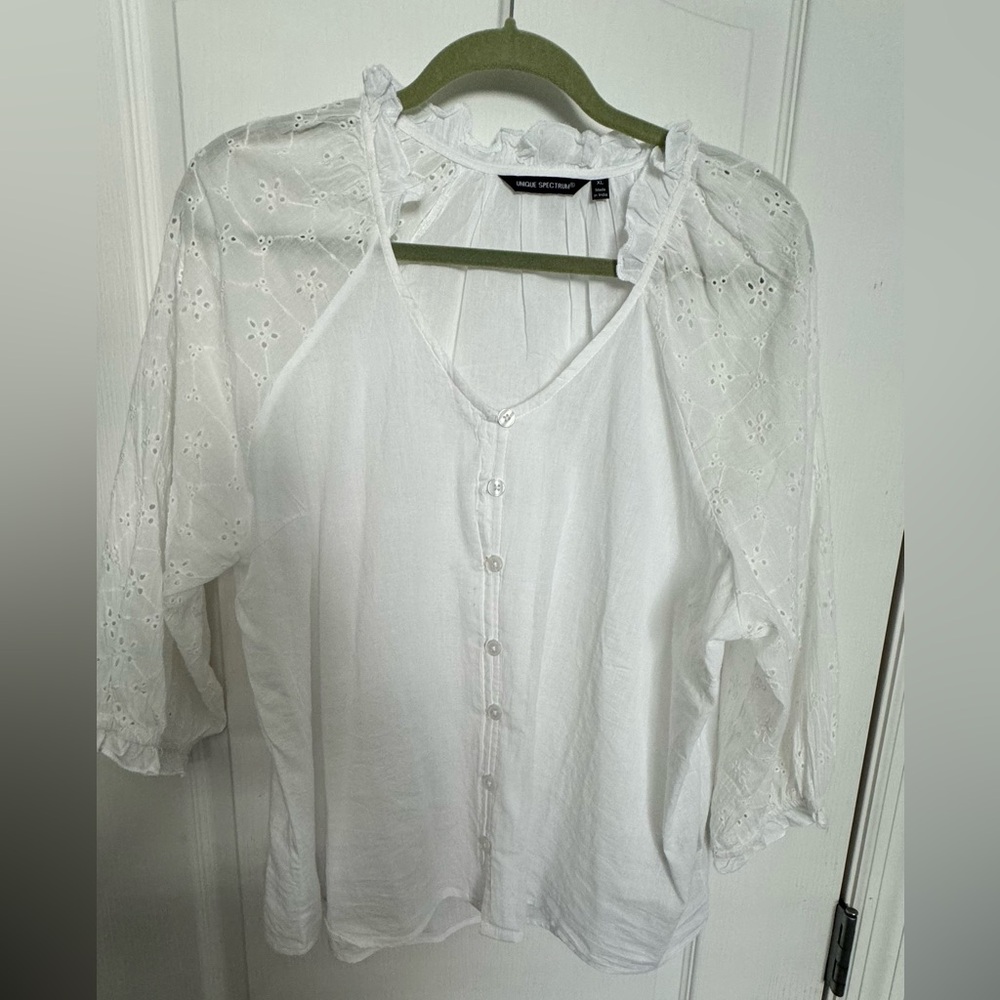 White Cotten linen pheasant blouse, XL